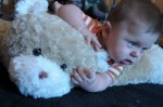 Cuddling with our favorite bear rug in Hot Springs Village